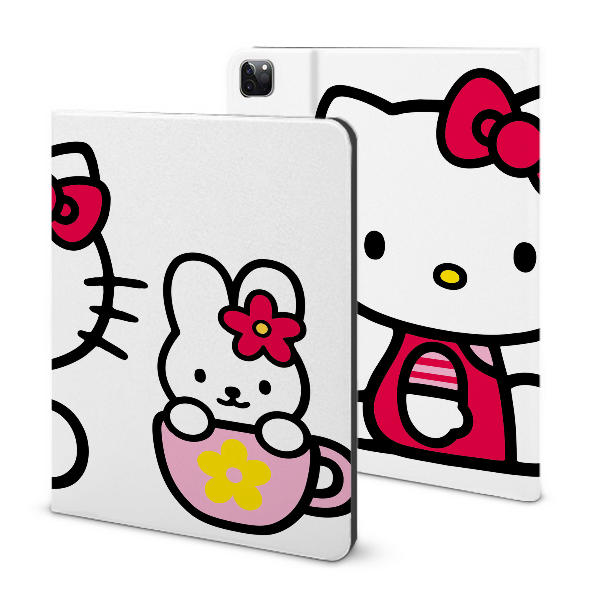 （画像用） Hello Kitty ハローキティ IPad ケース ブック型 PUレザー TPU 耐衝撃 軽量 薄型 ペン収納なし 全面保護 IPad 各モデル対応